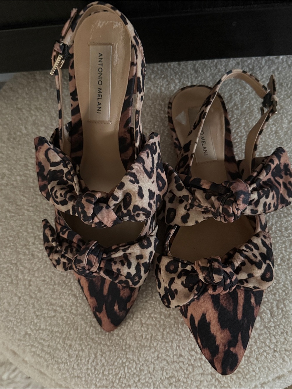 ANTONIO MELANI Leopard-Print Pointed Slingback Flats - Brown/Black